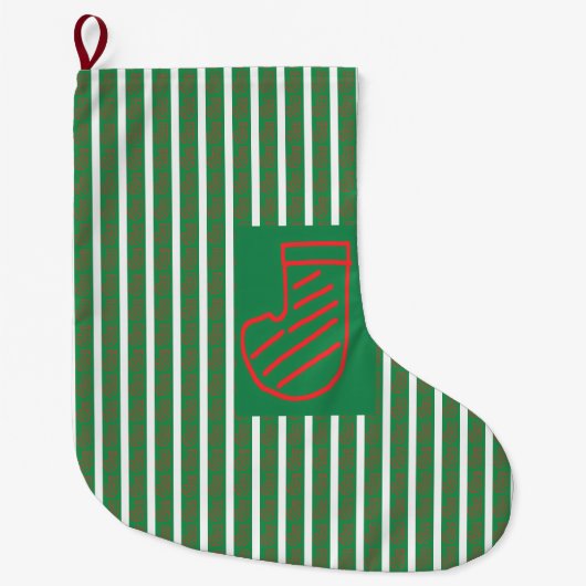 Chaussette de Noël verte sur fond vert (Devant)