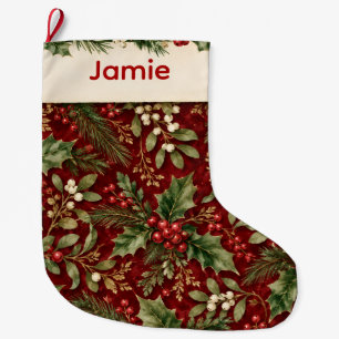 Chaussette de Noël vintage au houx