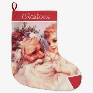 Chaussette de Noël Vintage Enfant au nom personnal
