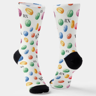 Chaussette de pharmacie symbole RX de pilules aqua