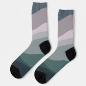 Chaussette Décor de vagues de style rétro violet et turquoise (Gauche)