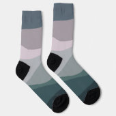 Chaussette Décor de vagues de style rétro violet et turquoise (Droite)