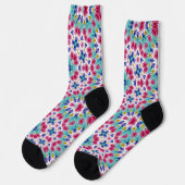 Chaussette Décor kaléidoscope couleur pourpre turquoise (Gauche)