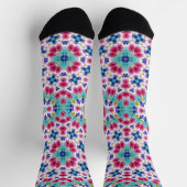 Chaussette Décor kaléidoscope couleur pourpre turquoise (Haut)