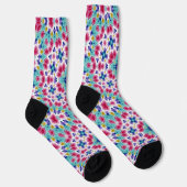 Chaussette Décor kaléidoscope couleur pourpre turquoise (Droite)