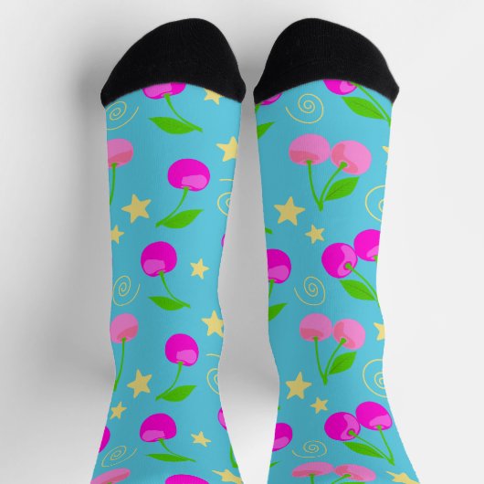 Chaussette Decora Kei Rainbow Cherry Pattern (Haut)