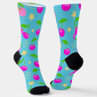 Chaussette Decora Kei Rainbow Cherry Pattern