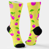 Chaussette Decora Kei Rainbow Cherry Pattern Yellow (Angulaire)