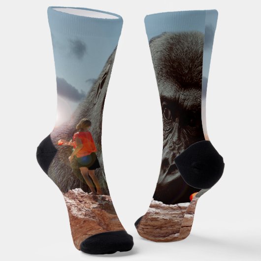 Chaussette Déjeuner Avec Gorille, Chaussettes D'Équipage (Angulaire)