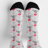 Chaussette Délicat Motif floral rouge (Haut)