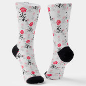 Chaussette Délicat Motif floral rouge (Angulaire)
