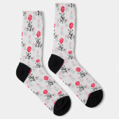 Chaussette Délicat Motif floral rouge (Droite)