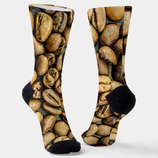 Chaussette Délicieux grains de café en or rustique (Angulaire)