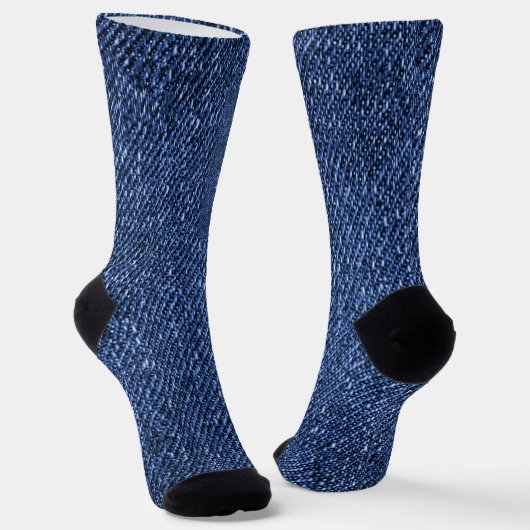 Chaussette Denim Blue Jeans Graphisme Design élégant (Angulaire)
