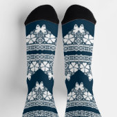 Chaussette Dentelle blanche rétro avec papillons sur un bleu  (Haut)