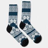 Chaussette Dentelle blanche rétro avec papillons sur un bleu  (Droite)