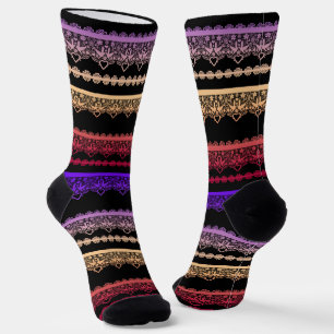 Chaussette Dentelle multicolore sur noir