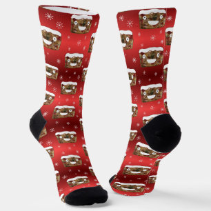 Chaussette Déplaisant Noël Fruitcake Motif Rouge