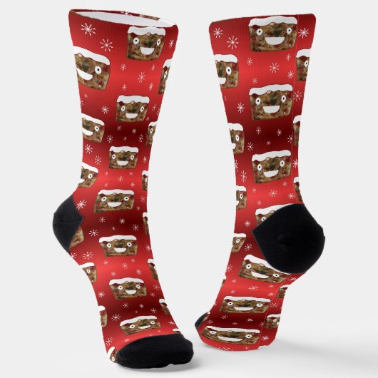 Chaussette Déplaisant Noël Fruitcake Motif Rouge (Angulaire)