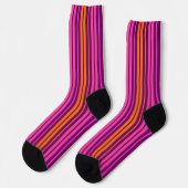 Chaussette Design à rayures verticales rose orange violet (Gauche)