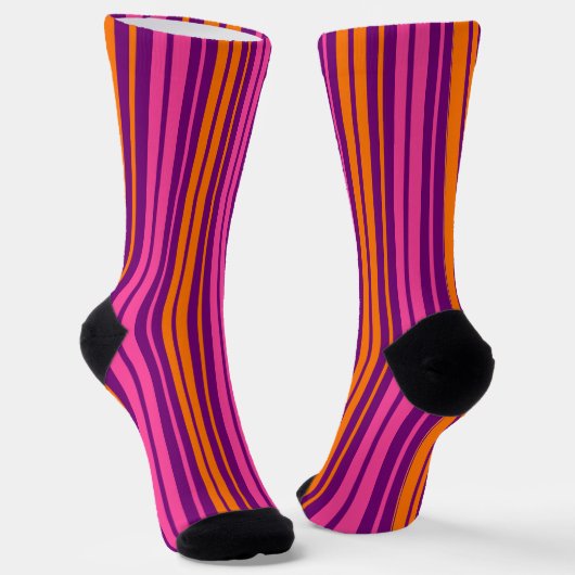 Chaussette Design à rayures verticales rose orange violet (Angulaire)