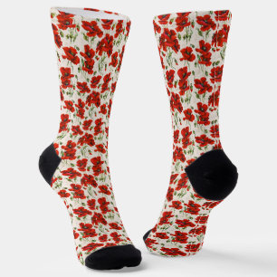 Chaussette Design Art Nouveau Poppy Rouge Vintage