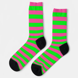 Chaussette Design de bandes rose et verte