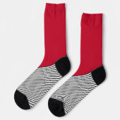 Chaussette Design de chevrons noir et blanc et triangle rouge (Gauche)