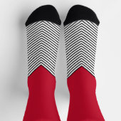 Chaussette Design de chevrons noir et blanc et triangle rouge (Haut)