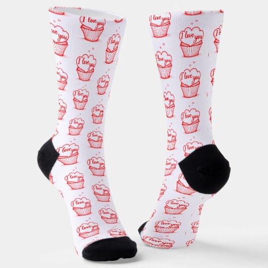 Chaussette Design de coeurs rouges créatifs (Angulaire)