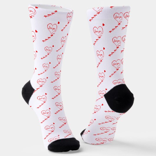 Chaussette Design de coeurs rouges créatifs (Angulaire)