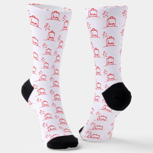 Chaussette Design de coeurs rouges créatifs (Angulaire)