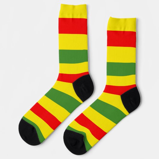 Chaussette Design de rayures rouges jaunes vertes (Gauche)