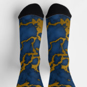 Chaussette Design de texture en marbre bleu foncé et or (Haut)