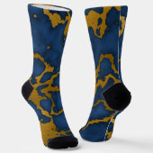 Chaussette Design de texture en marbre bleu foncé et or (Angulaire)