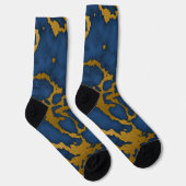 Chaussette Design de texture en marbre bleu foncé et or (Droite)