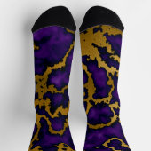 Chaussette Design de texture en marbre foncé et violet et or (Haut)