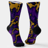 Chaussette Design de texture en marbre foncé et violet et or (Angulaire)