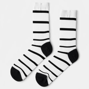Chaussette Design en rayures blanches et noires