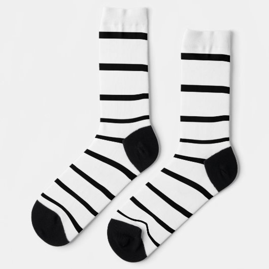 Chaussette Design en rayures blanches et noires (Gauche)
