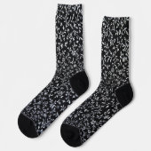 Chaussette Design floral blanc sur noir (Gauche)