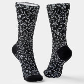 Chaussette Design floral blanc sur noir (Angulaire)
