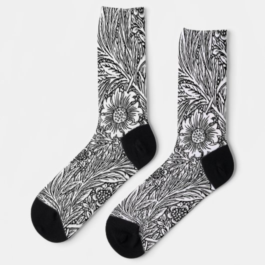 Chaussette Design floral complexe en noir et blanc (Gauche)