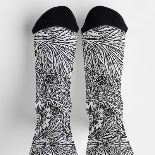 Chaussette Design floral complexe en noir et blanc (Haut)