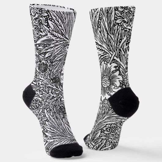 Chaussette Design floral complexe en noir et blanc (Angulaire)
