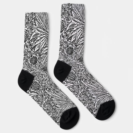 Chaussette Design floral complexe en noir et blanc (Droite)