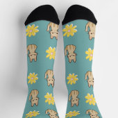Chaussette Design mignon Chats adorables avec fleurs l Bleu (Haut)