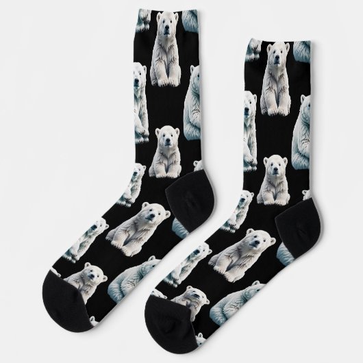 Chaussette Design Motif animal de l'ours polaire (Gauche)