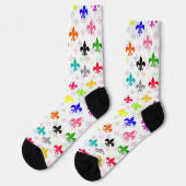 Chaussette Design Motif couleur blanc Fleur de lis (Gauche)