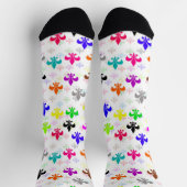 Chaussette Design Motif couleur blanc Fleur de lis (Haut)